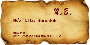 Mátits Benedek névjegykártya